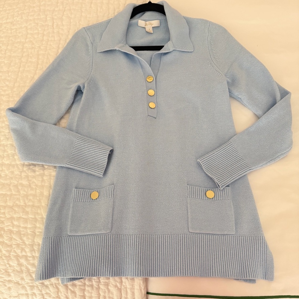 Lilly Pulitzer Jette Tunic Sweater Bonaire Blue Medium - Picture 8 of 17